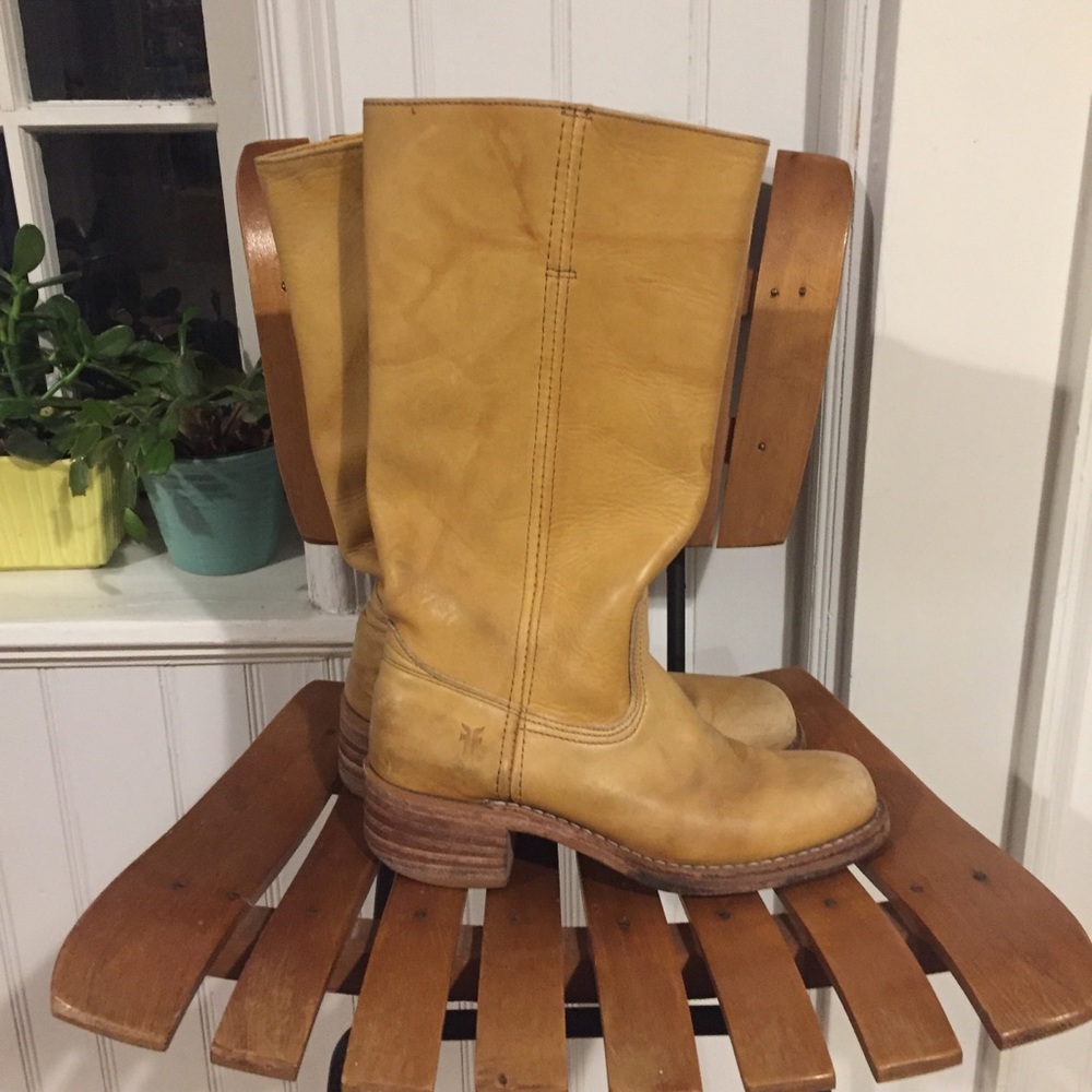 Frye Motorcycle Boots in a Blonde Tan